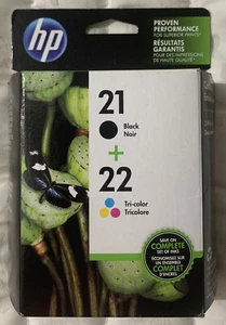 HP 21 Black & HP 22 Tri-Color Ink Cartridges C9509FN -C9351AN & C9352AN Foil Pk - Picture 1 of 12