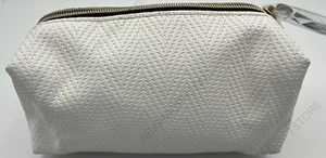 Estee Lauder  White Faux Leather Makeup Cosmetic Bag NEW Small 6"x3"x3" SEE PIC. - Picture 1 of 3
