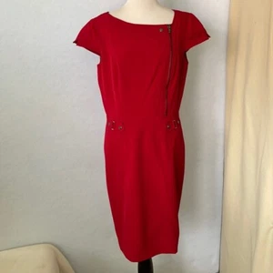 Chetta B Faux Zipper & Buckle Front Sheath Dress, Size 10 - Picture 1 of 12