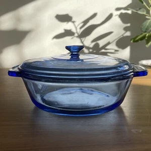 Anchor Ovenware 9 Inch 2 Quart Casserole Dish with Lid -- BLUE - Picture 1 of 20