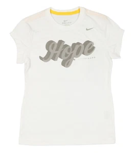 NIKE Girl's Hope Livestrong T-Shirt sz S Small (08) White Gray Yellow LAF Max - Picture 1 of 2