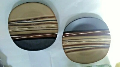 Juego de vajilla cuadrada de 2 platos/platos de cocina de gres marrón  Foto 1 de 4