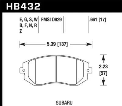 Hawk Front Disc Brake Pad Set Fits 2005-2006 Saab 9-2X  HPS Disc Brake Pad - Изображение 1 из 4