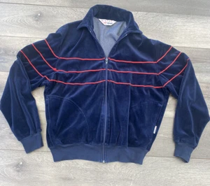 Vintage Cal Sport Trainingsjacke hergestellt in den USA Erwachsene Damen Größe Medium blau gestreift - Bild 1 von 8