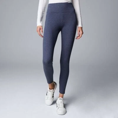 Leggings forrados de vellón Simply Vera Wang para mujer azul marino H tiro alto talla 1X Foto 1 de 4