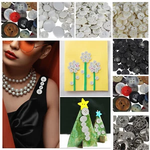 100g Mixed Craft Buttons Plastic Round Assorted Size for Sewing & Card Making - Picture 1 of 66