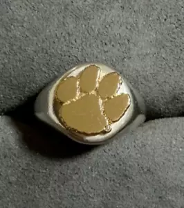 NEW 14K Gold Filled Clemson Tigers Clemson Paw on Oval Sterling Signet Ring - Picture 1 of 4