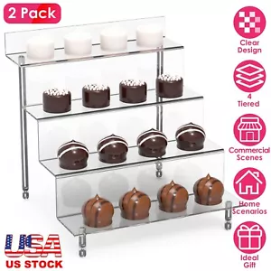 2pcs 4-Tier Acrylic Riser Display Stand Shelf for Toy Figures Makeup Organizer - Picture 1 of 13