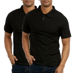 Confezione 2 Polo Uomo Cotone S-3XL Regolari Grandi e Alte Golf Outdoor Sport Tinta Unita - Foto 1 di 29