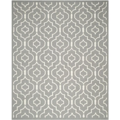 SAFAVIEH Dhurries DHU637B Handwoven Grey / Ivory Rug - Image 1 of 4