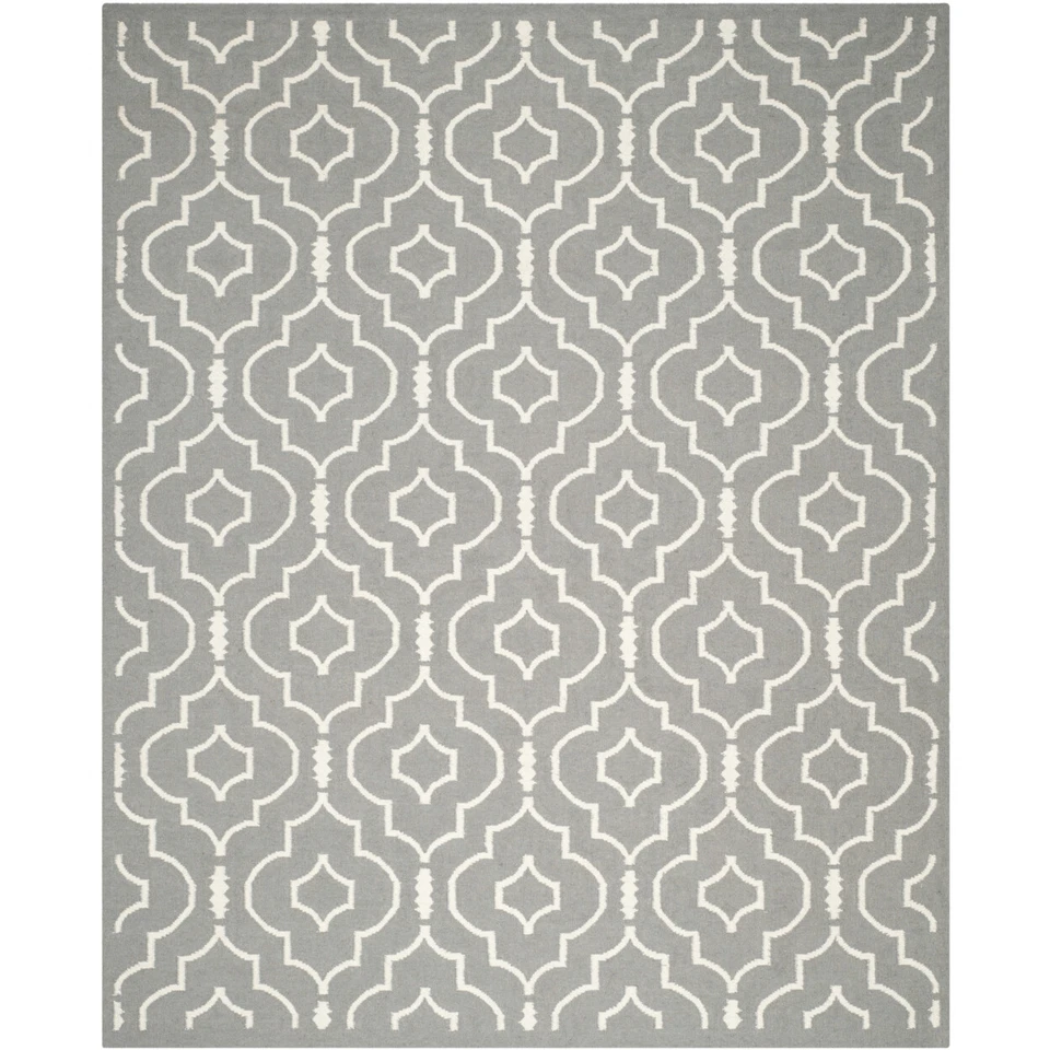 SAFAVIEH Dhurries DHU637B Handwoven Grey / Ivory Rug - Image 1 of 4