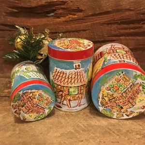 3 Pc Set Metal Nesting Christmas Tins, Christmas Canisters, Collectible Tins - Picture 1 of 9