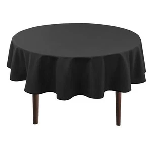 Black Round Tablecloth 60 Inch Waterproof Stain Resistant Party Picnic Decor - Picture 1 of 6