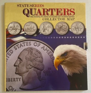 U.S. Statehood Quarter Whitman Color Collector Wall Map w/49 Coins Near COMPLETE - Picture 1 of 9