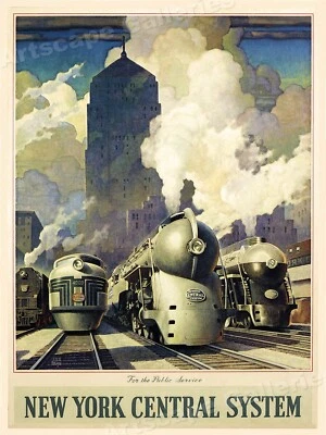 Pôster estilo vintage ferrovia New York Central System década de 1940 - 18x24 - Imagem 1 de 3