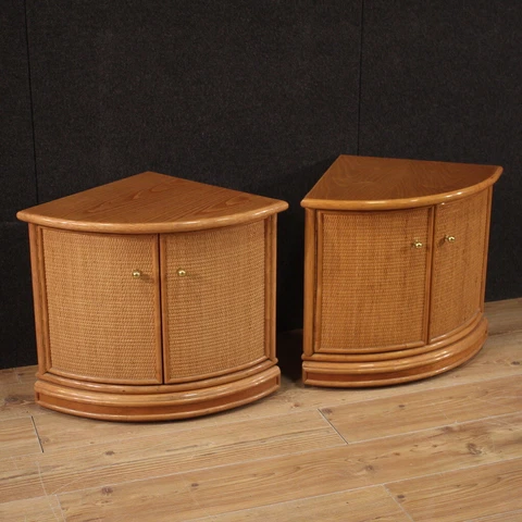 Pair of corner cabinets 2 furniture vintage cupboards wood design 20th century Cover