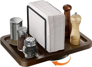 Napkin Holder for Table, Rotating Metal Napkin Dispenser with Salt and Pepper Sh - Picture 1 of 12