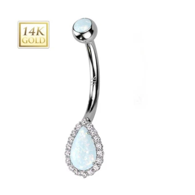 Anillo ombligo ombligo ombligo conjunto doble punta redonda roscado internamente oro 14K Foto 1 de 4