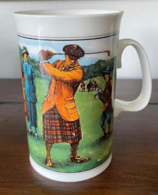 Taza De Colección Fine Bone China Inglaterra DUNOON GOLF Historia ESCOCIA Café VICTORIANO Foto 1 de 4