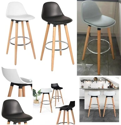 2 x Bar Stools Modern Breakfast Bar Kitchen Padded Barstool Kitchen Dining Chair - Image 1 of 4