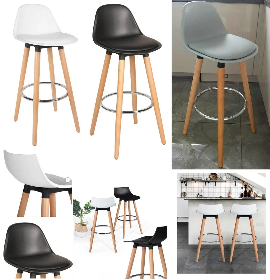 2 x Bar Stools Modern Breakfast Bar Kitchen Padded Barstool Kitchen Dining Chair - Image 1 of 4