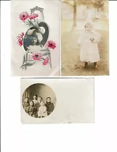 3 Card Lot, Real Photo, People, Children, Cold Weather, Large Family, Insert! - Picture 1 of 1
