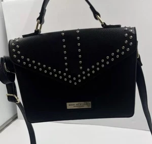 Andrew Marc New York Women's Gold Studded Black CROSSBAG/ Handbag with Strap - Picture 1 of 8