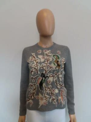 Suéter Christian Dior Gris/Multicolor 100% Cachemira Bordado F 34/US 2 $2200 Foto 1 de 4