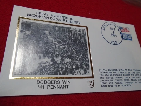 Great Moments in Dodger History Z Cachet Dodgers Win 1941 Pennant Cover