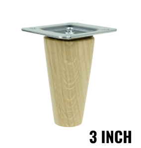 3 inch, Oak tapered wooden unfinished furniture leg for Furniture Cabinet Sofa 