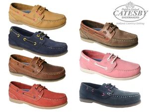 Damas Catesby Zapatos de Barco Cuero Mocasines con Cordones Cubierta Navegación Informales Mocasines - Imagen 1 de 29