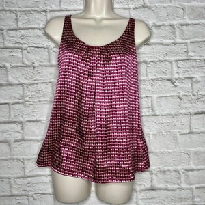 NEW YORK & COMPANY Satin Cami Tank Top Women’s S Pink Print Shelf Bra Adjustable - Picture 1 of 8
