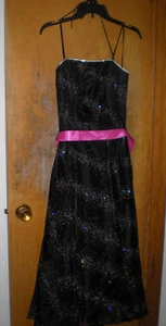 FIESTA Black with Crystals & Glitter Formal Dress & Wrap Size Small - Picture 1 of 3