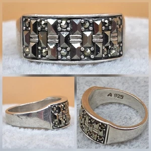 Vintage Sterling Silver A 925 Marcasite Ring 5.75-6 - Picture 1 of 8