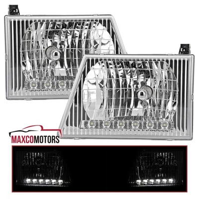 Headlights Fits 1992-2006 E150 E250 E350 E450 Econoline LED Strip Clear 92-06 Foto 1 de 4