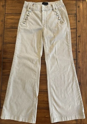 Pantalones para mujer White House Black Market 4 tiro alto pierna ancha topo cresta botón Foto 1 de 4