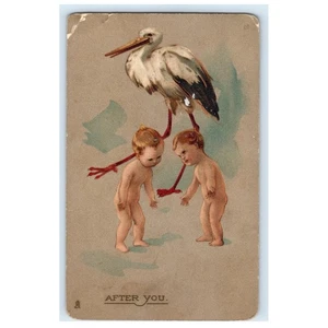 Störche Babys antike Postkarte 1913 - Bild 1 von 6