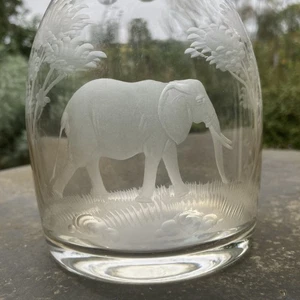 ROWLAND WARD Crystal glass Decanter Safari Elephant big game Moser - Picture 1 of 9