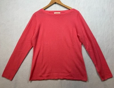 Peck & Peck 100% Cashmere Sweater 2 Ply Coral Pink Boat Neck Women's Large L - Image 1 of 4