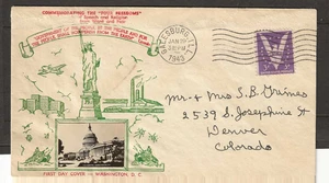 Cubierta "Win the War" de 1943 usada en Estados Unidos, Crosby Cachet dirigida a IL. a Denver CO - Imagen 1 de 2