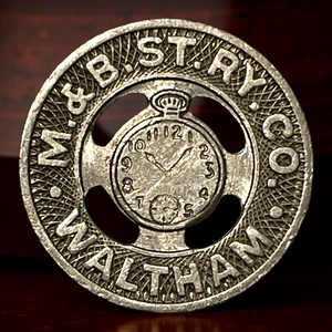 1951 Waltham M & B ST RY CO Massachusetts Transit Token MA 825 A Taschenuhr - Bild 1 von 10