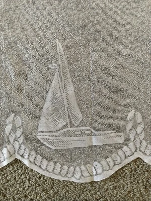 4 Heritage Lace Coastal Lake Beach Sailboat Anchor Rope Curtain Panels 83x38“ - Image 1 of 4