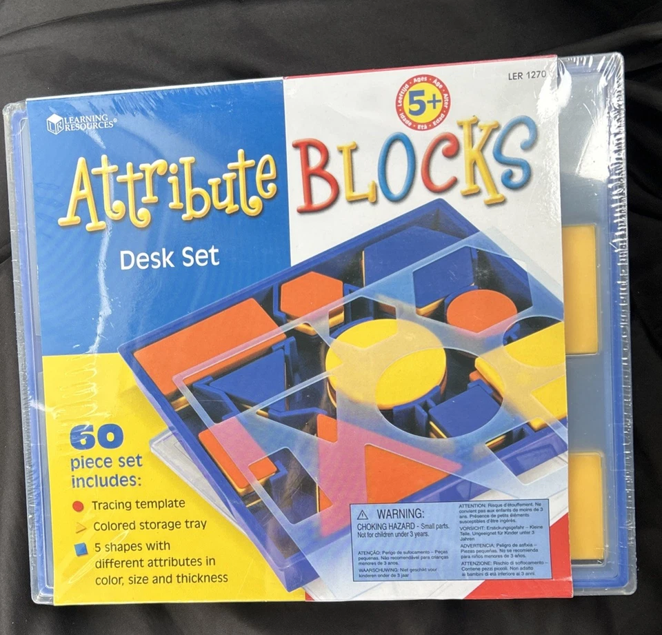 Learning Resources Attribute Blocks Desk Set in Tray 60 Pieces - Image 1 of 1