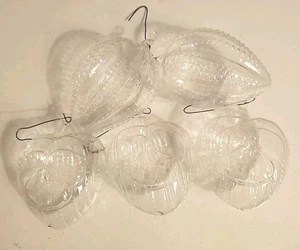 VINTAGE HAND BLOWN GLASS CHRISTMAS ORNAMENT, CLEAR GLASS 5 In Set Transparent - Picture 1 of 16