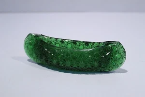 Vintage Fenton 5" Canoe Green Amethyst Glass Daisy And Button Pattern - Picture 1 of 10