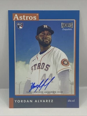 2020 Topps Archives Snapshots Yordan Alvarez Auto RC Blue Rookie #20/50 Astros - Image 1 of 4