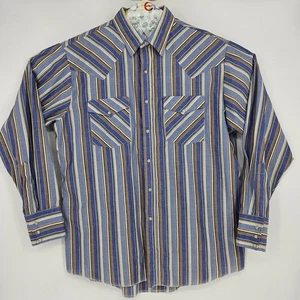 Express Rider Shirt Mens Large Western Pearl Snap Striped Vintage Style Rodeo - Picture 1 of 10