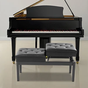 Double Seater Piano Bench, Adjustable Duet Piano Bench with Storage Box - Picture 1 of 14