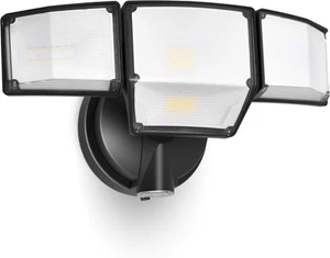 LUTEC 80W Dusk to Dawn Flood Lights Outdoor, 9000LM Super Bright LED Black  - Picture 1 of 8