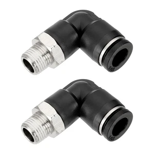 Tubo de codo de 5/16 pulgadas OD x 1/8 pulgadas NPT empujar para conectar accesorios, negro - Imagen 1 de 7